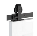 Emtek B120205SPCLDD Classic Top Mount Spoked Wheel Hanger with 5' Track Barn Door Hardware with Classic Fastener for Double Doors