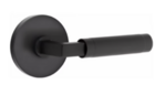 Emtek L-Square Straight Knurled 5059 Select Brass Full Dummy Leverset with Disk Rosette product