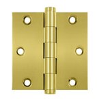 Deltana DSB3 Standard 3 Inch x 3 Inch Solid Brass Full Mortise Hinge with Square Corners (Sold in Pairs)