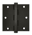 Deltana DSB35-R Residential 3-1/2 Inch x 3-1/2 Inch Solid Brass Full Mortise Hinge with Square Corners (Sold in Pairs)