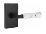 Emtek L-Square Terrazzo 5212 Select Brass Privacy Leverset with Modern Rectangular Rosette for Right Handed Doors product