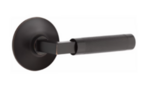 Emtek L-Square Knurled 5207 Select Brass Privacy Leverset with Modern Rosette for Left Handed Doors product
