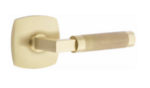 Emtek L-Square Knurled 5326 Select Brass Privacy Leverset with Urban Modern Rosette for Right Handed Doors product