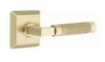 Emtek L-Square Knurled 8231 Select Brass Privacy Leverset with Quincy Rosette for Left Handed Doors product