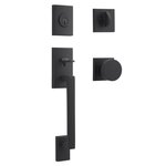 Baldwin SCLAJxCONCSR190SMT Reserve La Jolla Single Cylinder Handleset with Contemporary Knob and Contemporary Square Rosette Satin Black Finish with SmartKey Cylinder
