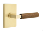 Emtek L-Square Dark Walnut 5212 Select Brass Privacy Leverset with Modern Rectangular Rosette for Right Handed Doors product