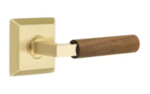 Emtek L-Square Dark Walnut 8531 Select Brass Full Dummy Leverset with Quincy Rosette product