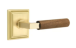 Emtek L-Square Dark Walnut 8561 Select Brass Full Dummy Leverset with Wilshire Rosette product