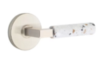 Emtek L-Square Light Terrazzo 5059 Select Brass Full Dummy Leverset with Disk Rosette product