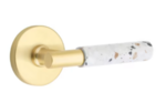 Emtek T-Bar Light Terrazzo 5209 Select Brass Privacy Leverset with Disk Rosette for Right Handed Doors product
