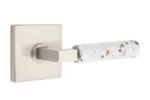 Emtek L-Square Light Terrazzo 5110 Select Brass Passage Leverset with Square Rosette for Right Handed Doors product