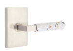 Emtek L-Square Light Terrazzo 5212 Select Brass Privacy Leverset with Modern Rectangular Rosette for Left Handed Doors product