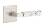 Emtek L-Square Light Terrazzo 8131 Select Brass Passage Leverset with Quincy Rosette for Right Handed Doors product