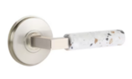 Emtek L-Square Light Terrazzo 8210 Select Brass Privacy Leverset with Watford Rosette for Right Handed Doors product