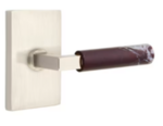Emtek L-Square Rosso Levanto Marble 5212 Select Brass Privacy Leverset with Modern Rectangular Rosette for Left Handed Doors product