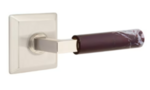 Emtek L-Square Rosso Levanto Marble 8231 Select Brass Privacy Leverset with Quincy Rosette for Right Handed Doors product