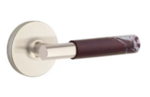 Emtek T-Bar Rosso Levanto Marble 5209 Select Brass Privacy Leverset with Disk Rosette for Right Handed Doors product