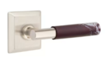 Emtek T-Bar Rosso Levanto Marble 8131 Select Brass Passage Leverset with Quincy Rosette for Left Handed Doors product