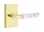 Emtek T-Bar Terrazzo 5212 Select Brass Privacy Leverset with Modern Rectangular Rosette for Right Handed Doors product